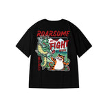 "Roarsome Battle" High Graded Odell Fabric Print Oversized Tee 2667