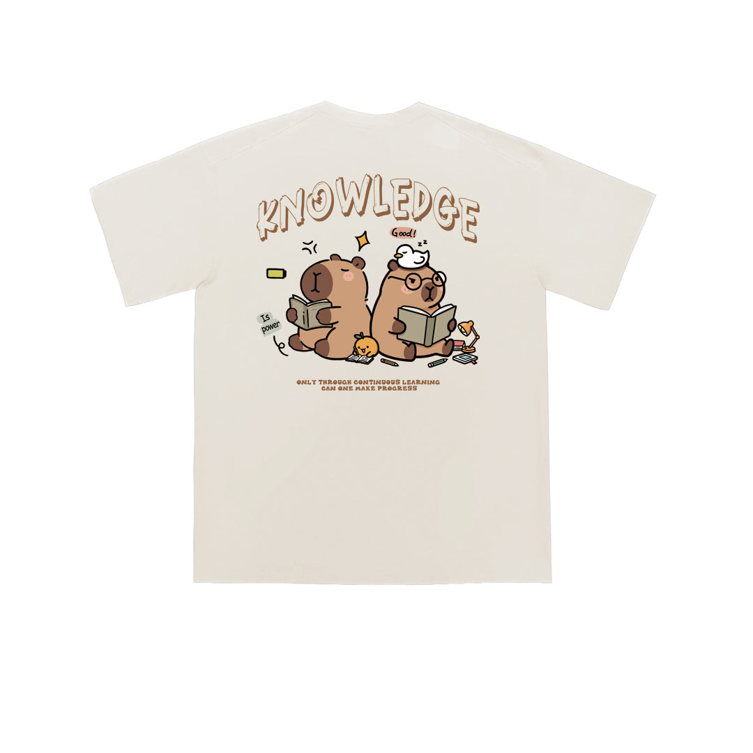 ”KNOWLEDGE CAPYBARA" Oversized Tee - 3679