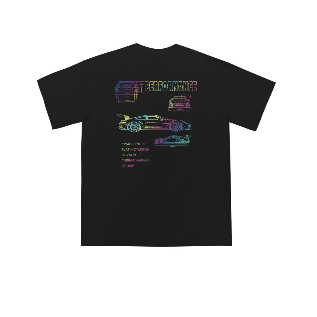 "PERFORMANCE" Reflective Print Oversized Tee - 3844