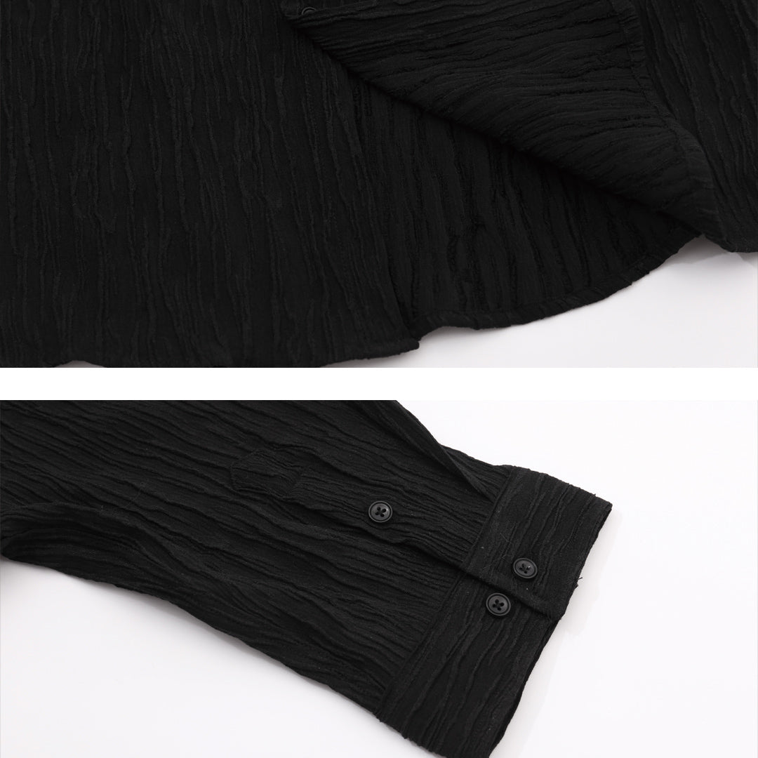 Black Jacquard 3/4-Sleeve Shirt 1180