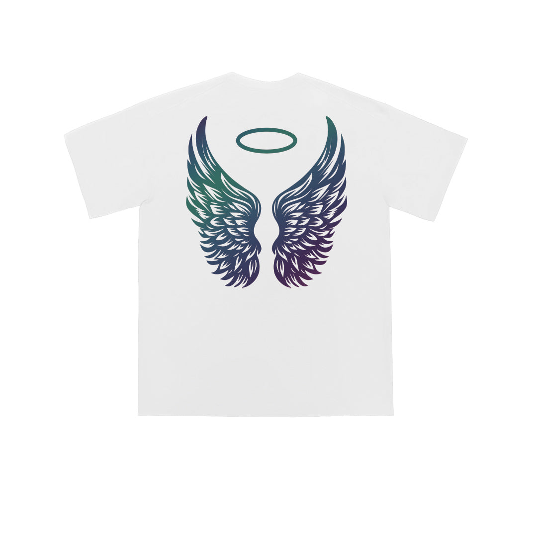 ”Angel-R" Reflective Print Oversized Tee -3799