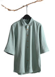 3/4-Sleeve Shirt in Green/Pink with Light Stripes 1095