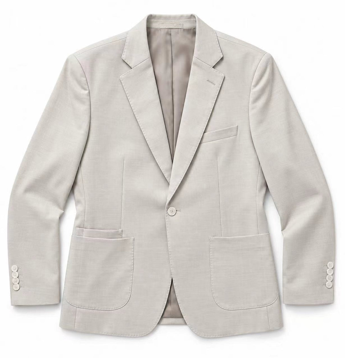 Men's Textured Checkered Blazer Beige 5068