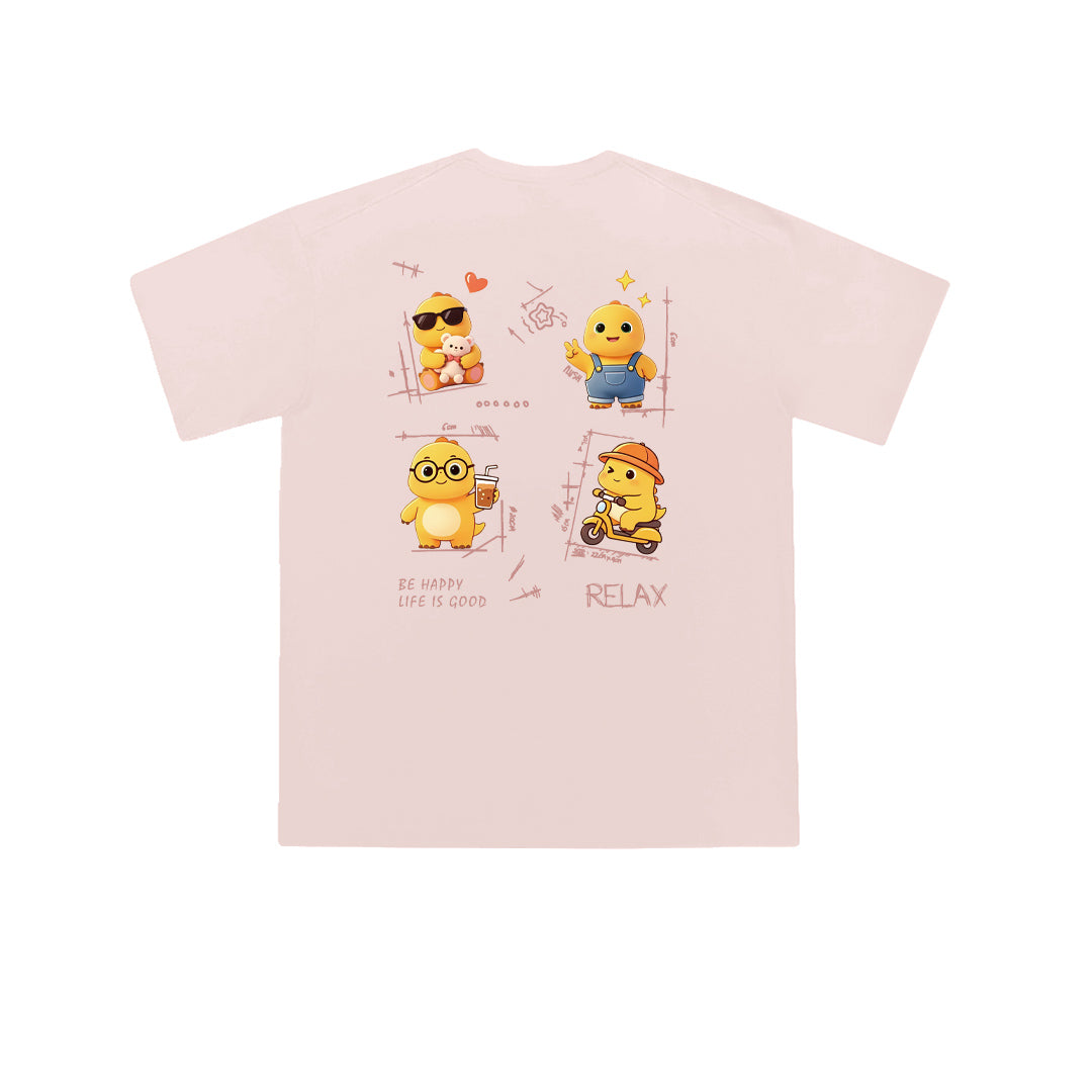 “BE HAPPY” Oversized Tee -3909