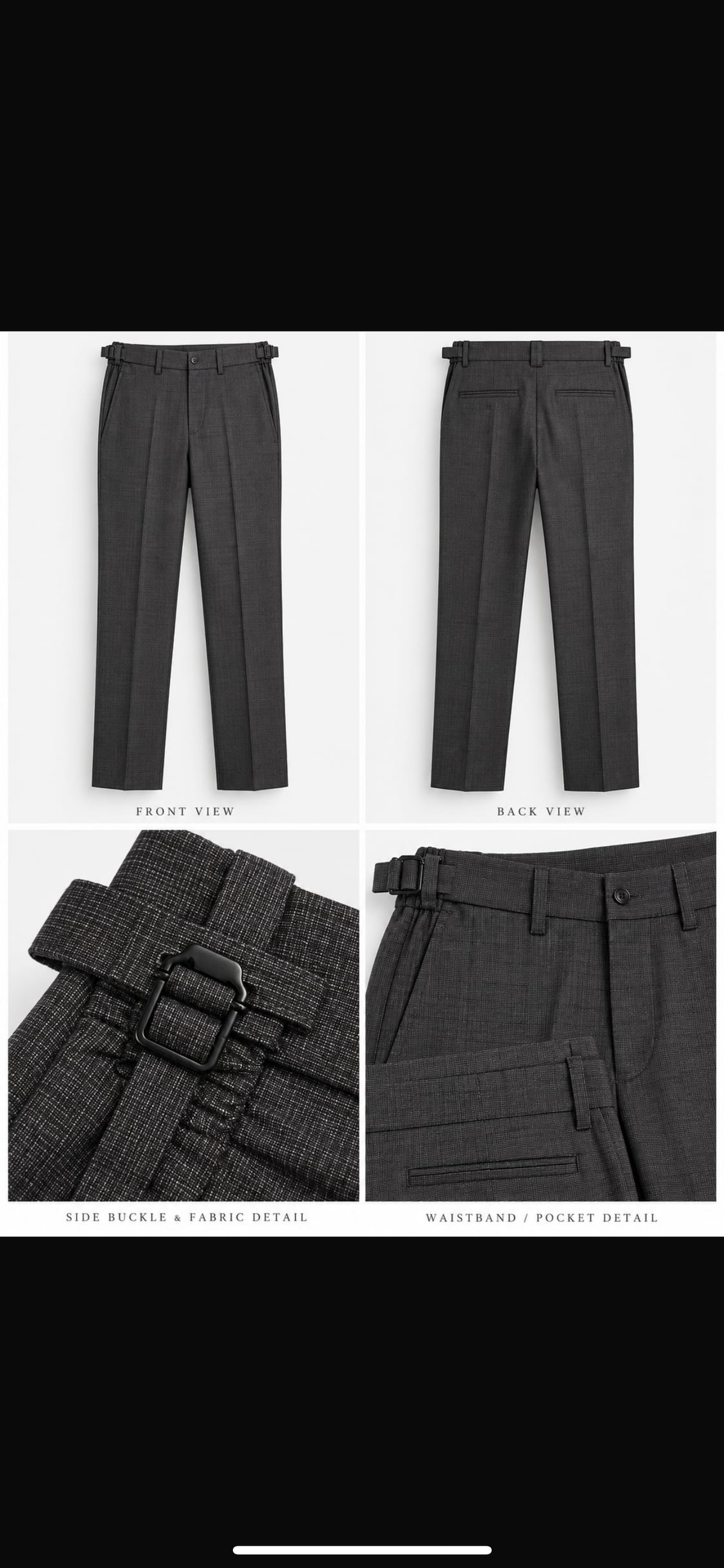 Dark Grey Tailored Side-Adjuster Trousers 9074