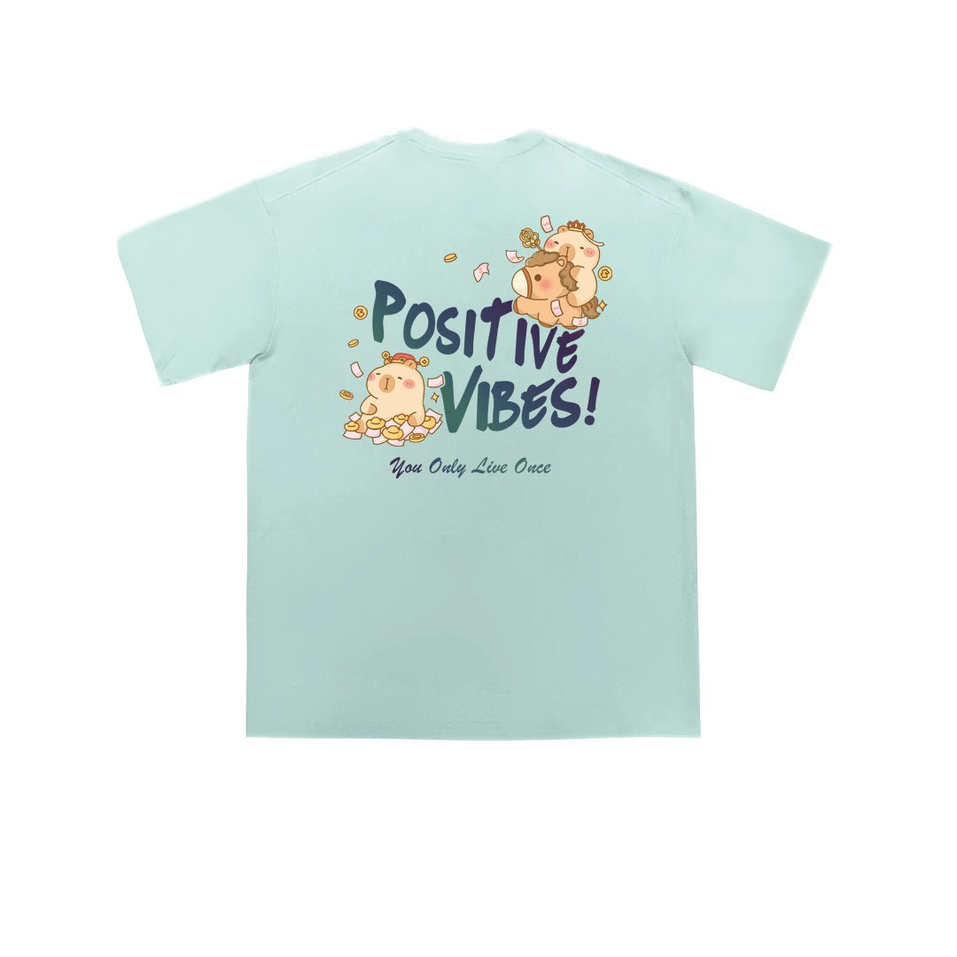 ”POSITIVE VIBES CAPYBARA" Oversized Tee - 3672