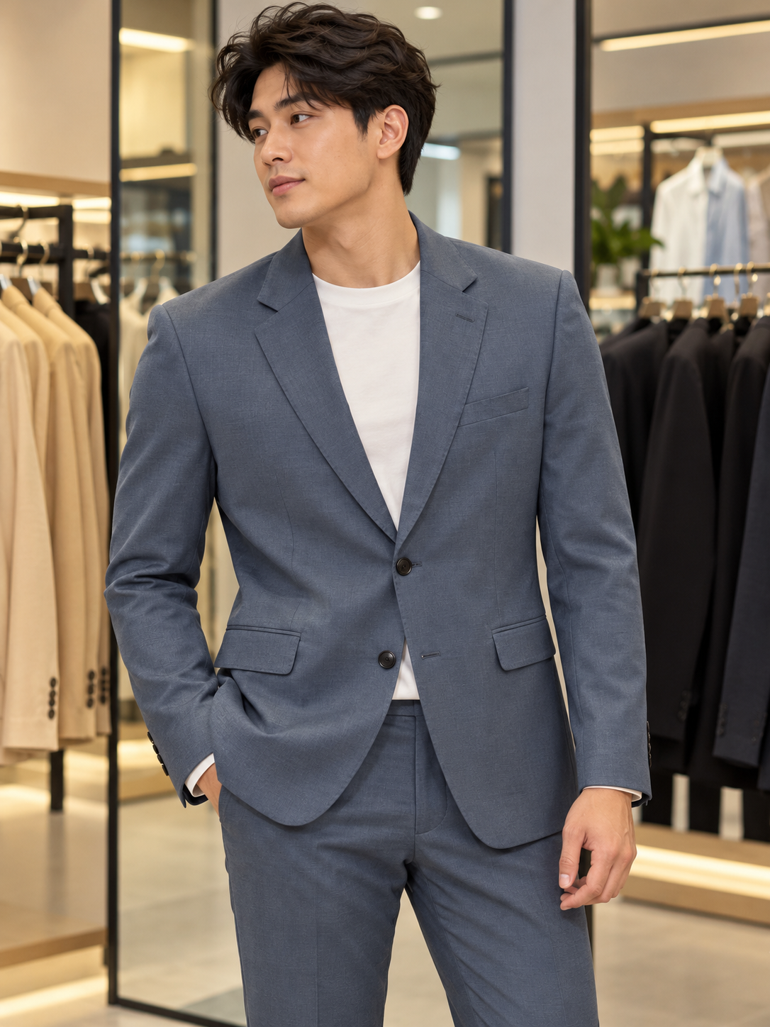 Men's Classic Tailored Blazer – Slate Blue 5067