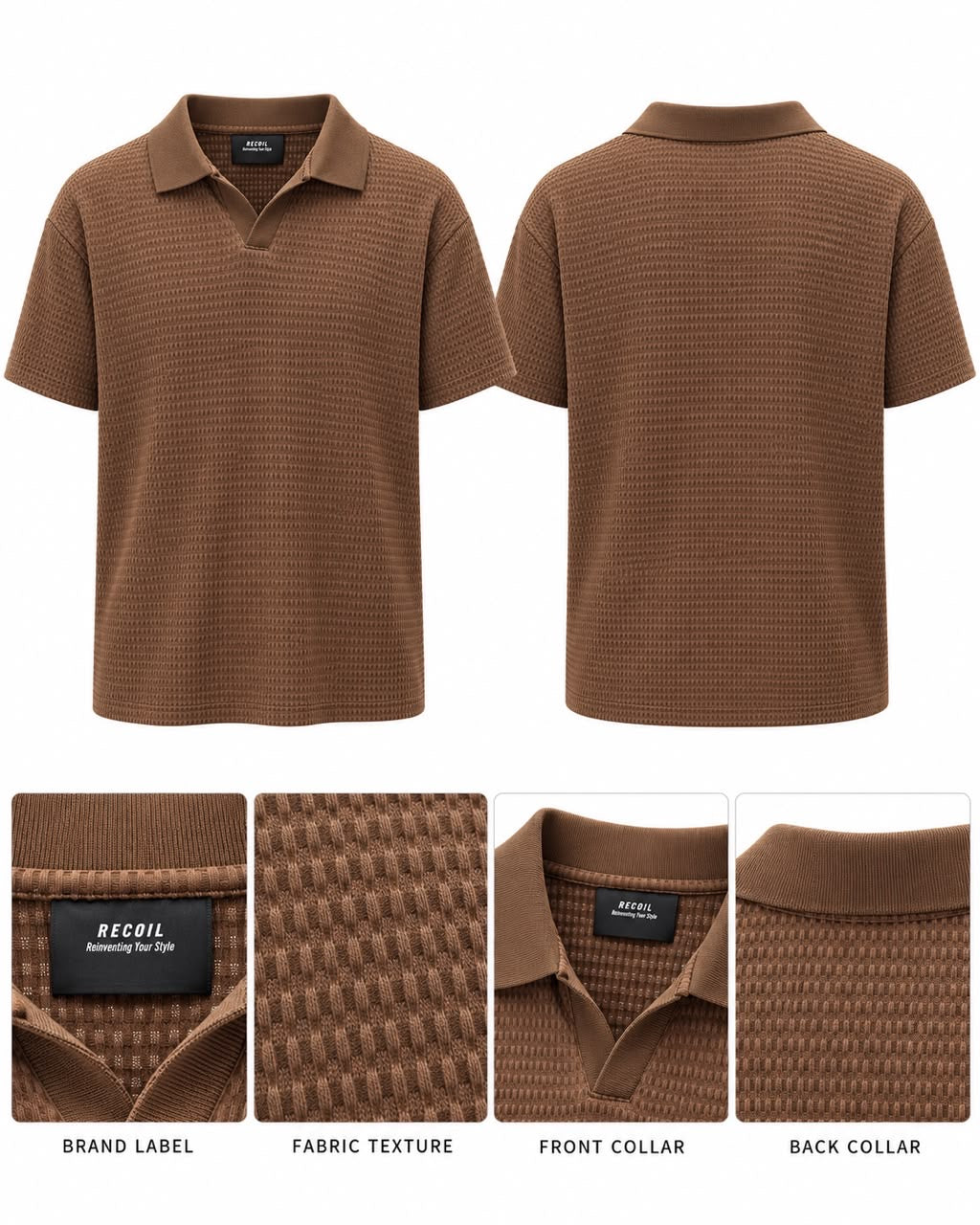 Premium Textured Polo Tee Brown 4115