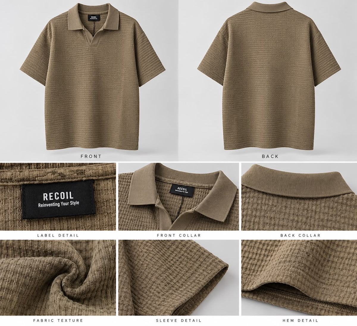 Premium Textured Polo Tee Khaki 4115