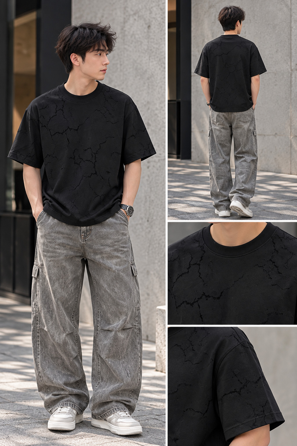 Black Oversized Tee -6006