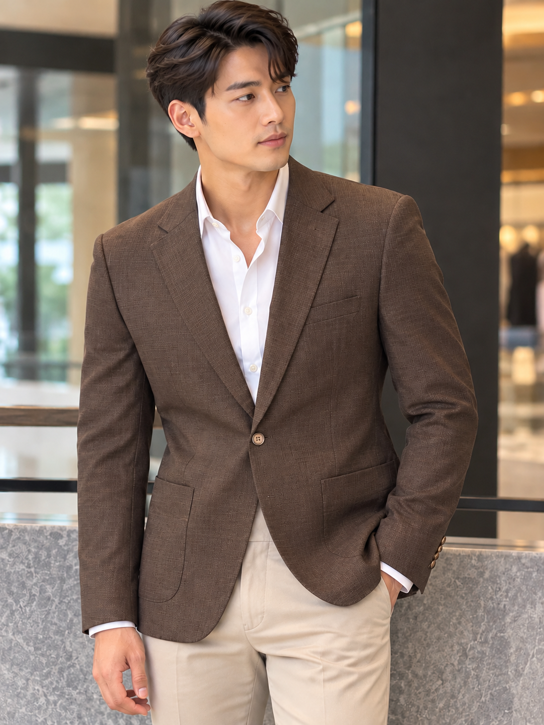 Signature Textured Blazer Brown 5070