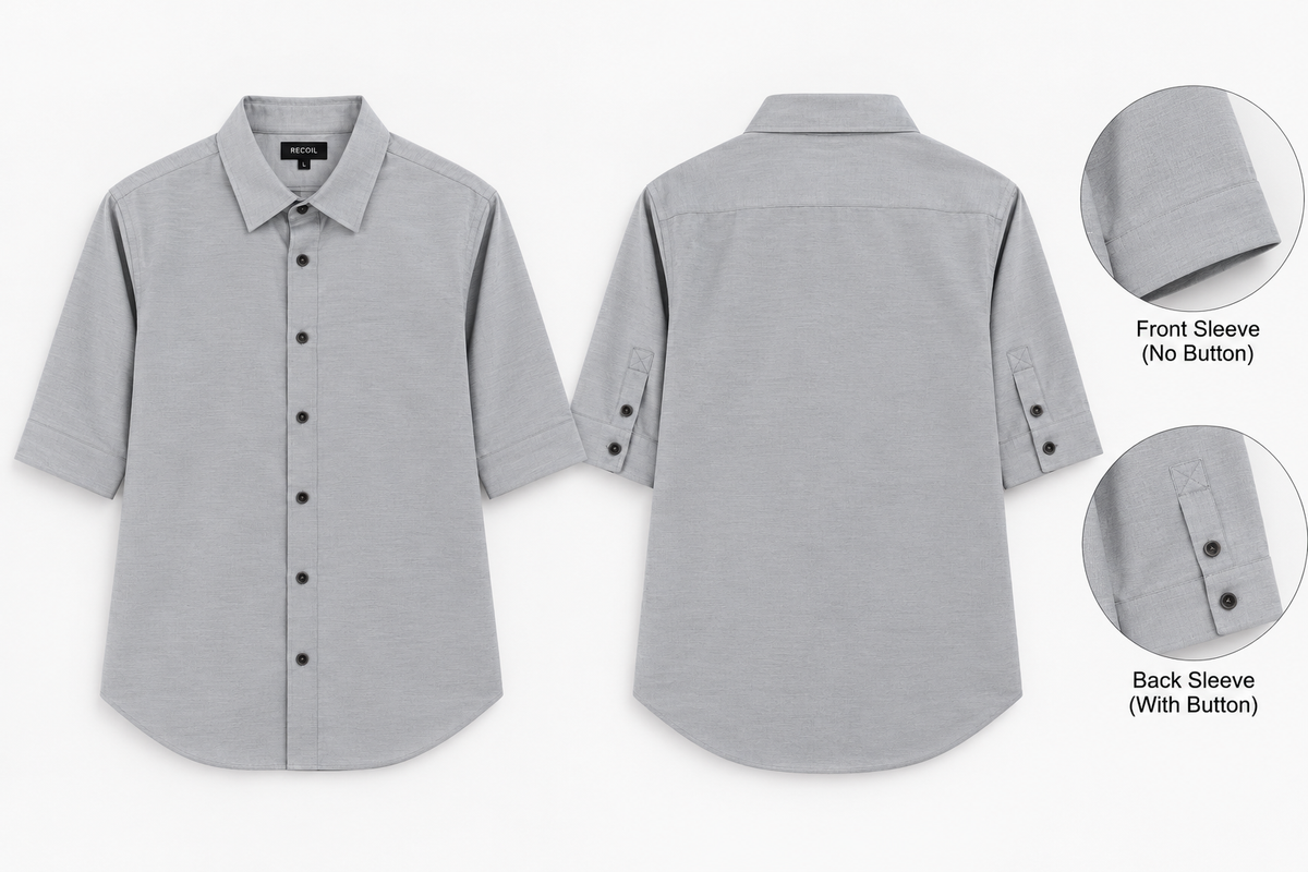 Premium textured fabric 3/4-Sleeve Shirt– 1322 Light Blue