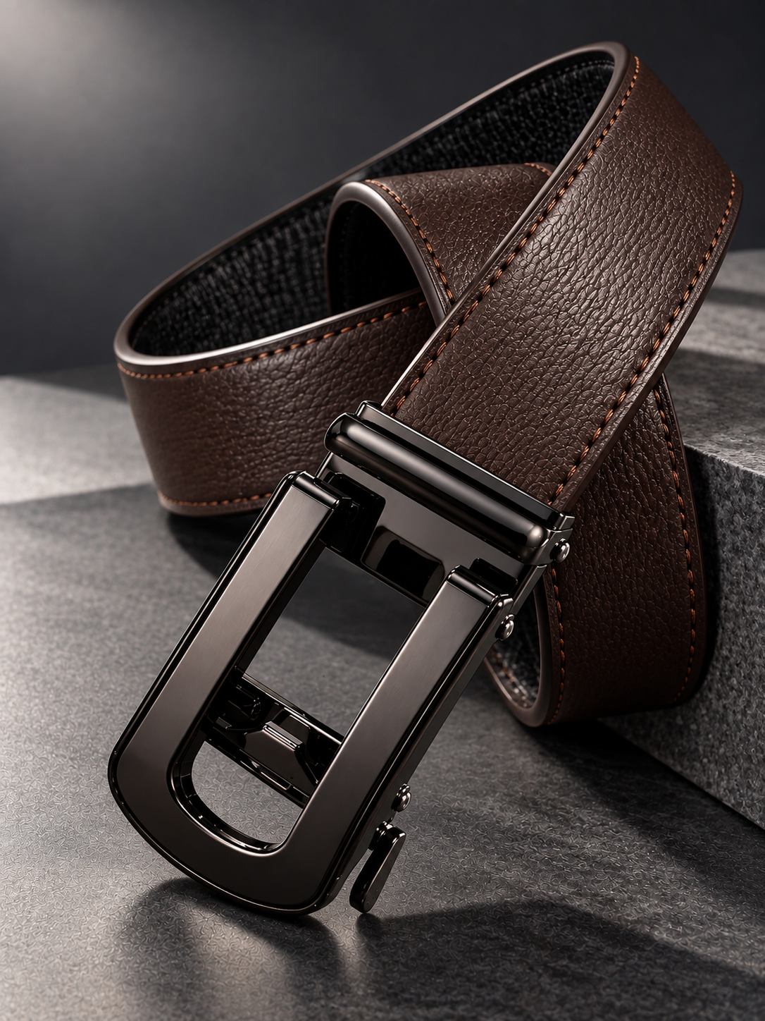 U-Buckle Black Automatic Buckle Belt