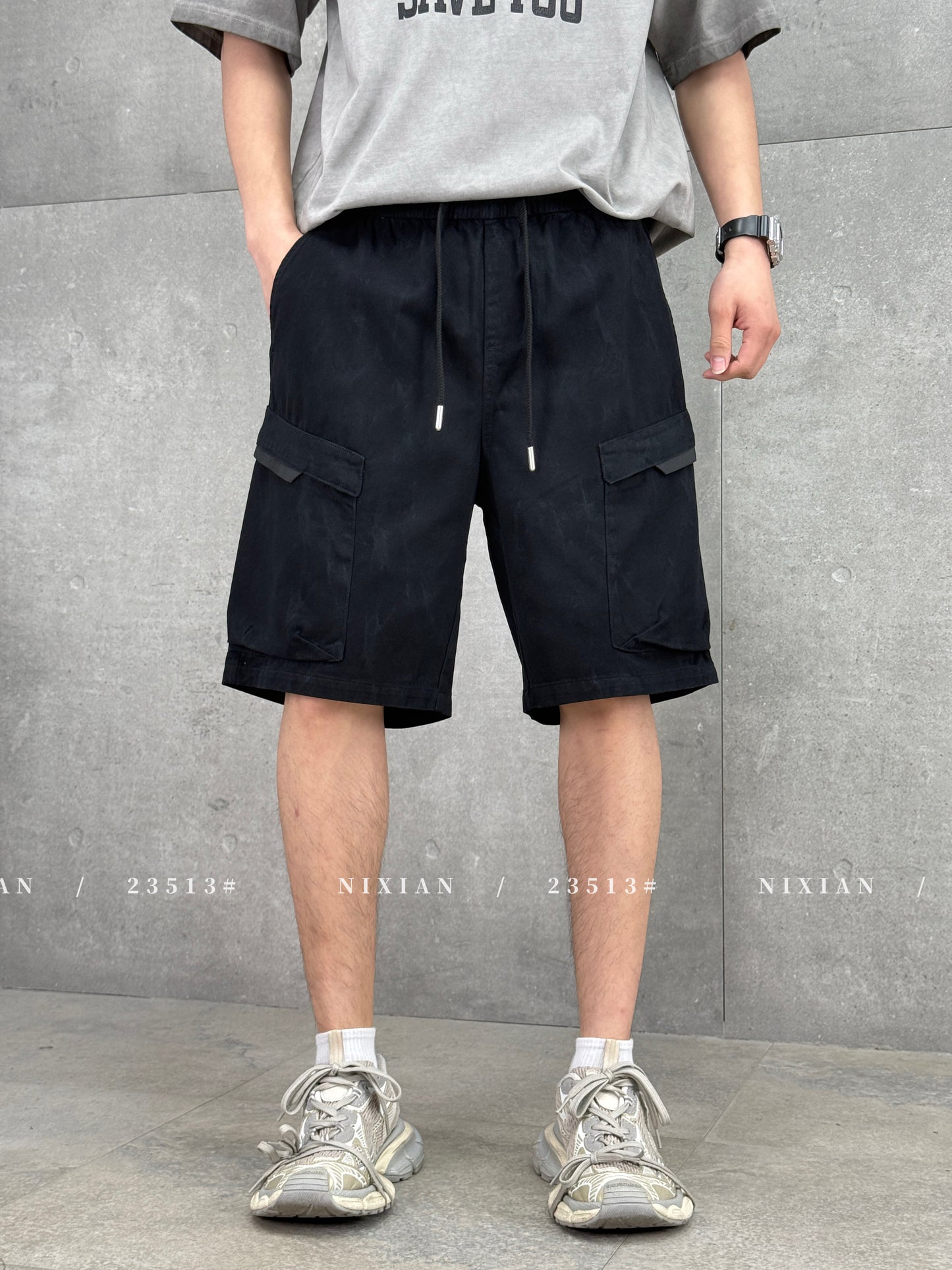 Black Cargo Shorts 23513