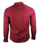 Long Sleeve Checkered Designed Shirt (Burgundy) 1755