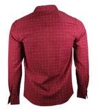 Long Sleeve Checkered Designed Shirt (Burgundy) 1755