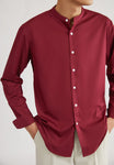 Mandarin Collar Long Sleeve Plain Shirt (Red or Pink) 6510