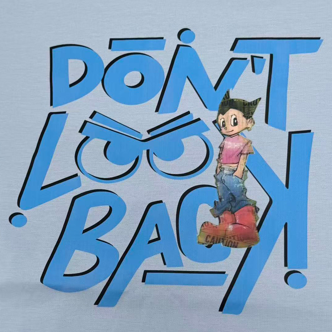 ”DON'T LOOK BACK" Double-Layer Illusion Oversized Tee -3760