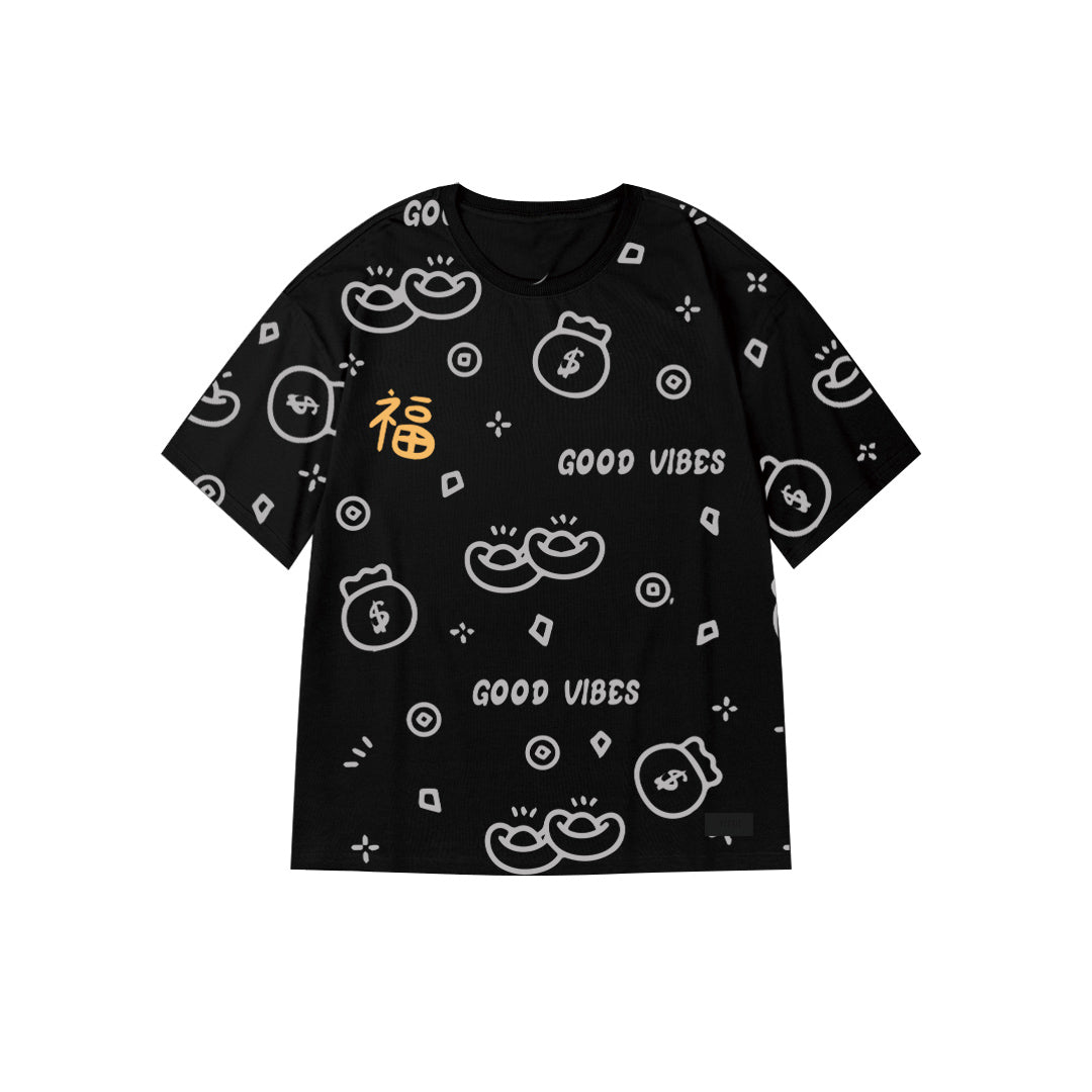 "Good Vibes" Graffiti Oversized Tee - 2962