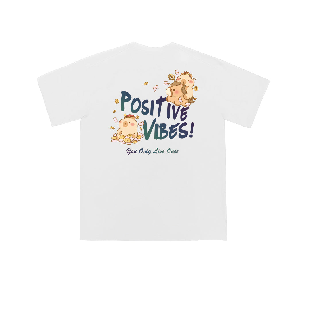 ”POSITIVE VIBES CAPYBARA" Oversized Tee - 3672
