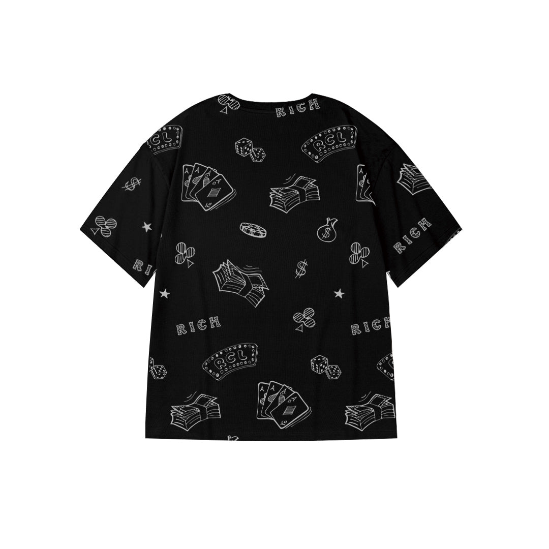 "Money-theme" Graffiti Oversized Tee - 2961