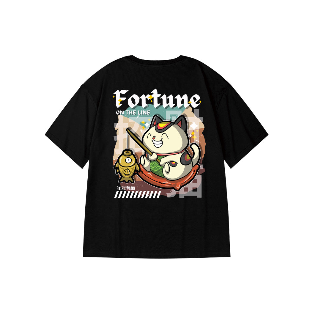 "Fortune Cat" Oversized Unisex Reflective Kids T-Shirt 26601