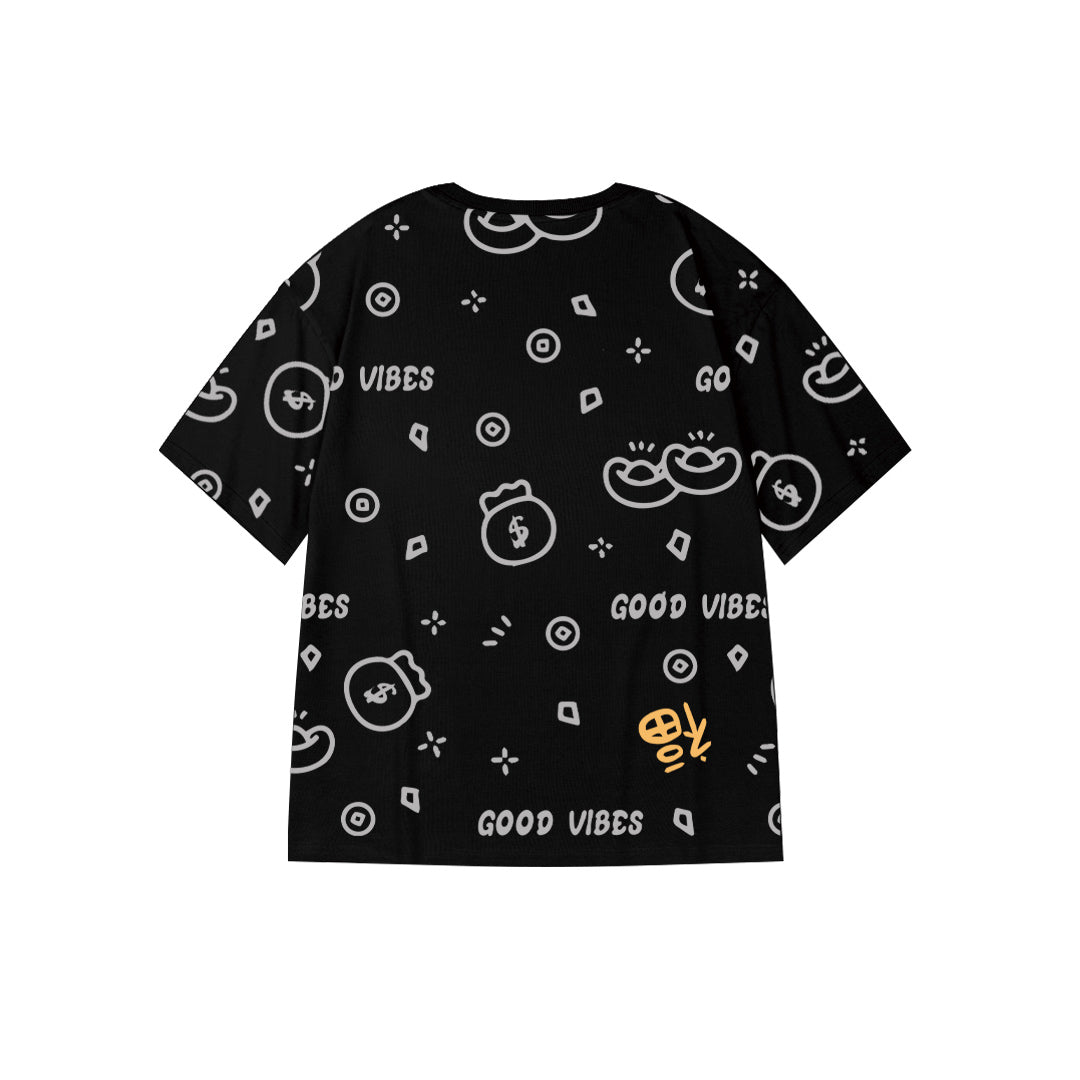 "Good Vibes" Graffiti Oversized Tee - 2962