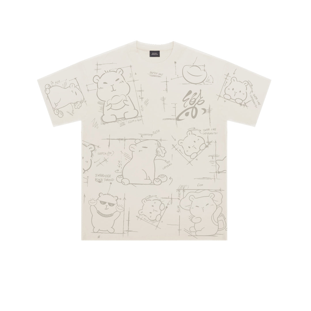 Graffiti Capybara Oversized Tee - 3652