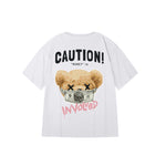 "CAUTION!" High Graded Odell Fabric Print Oversized Tee 2516