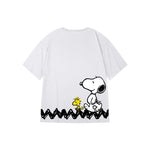 "Snoopy and Woodstock holding a flag" High Graded Odell Fabric Print Oversized Tee 2607