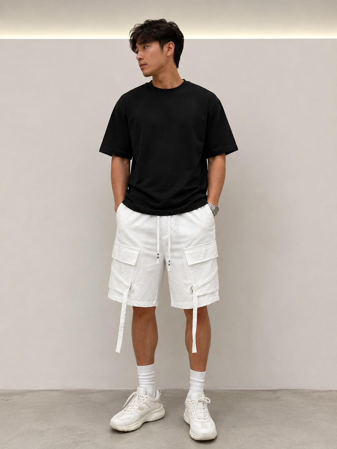 White Cargo Shorts 23555