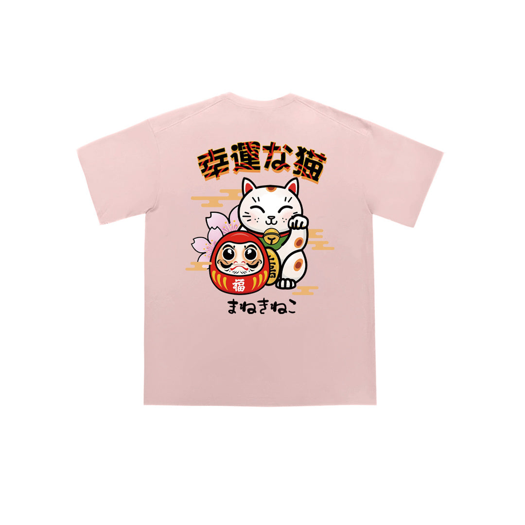 Daruma Fortune Cat Oversized Tee - 2047