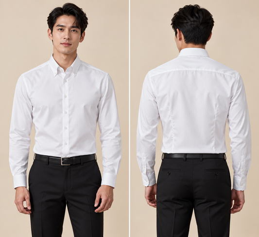 Striped Long Sleeve Shirt (White) 6847
