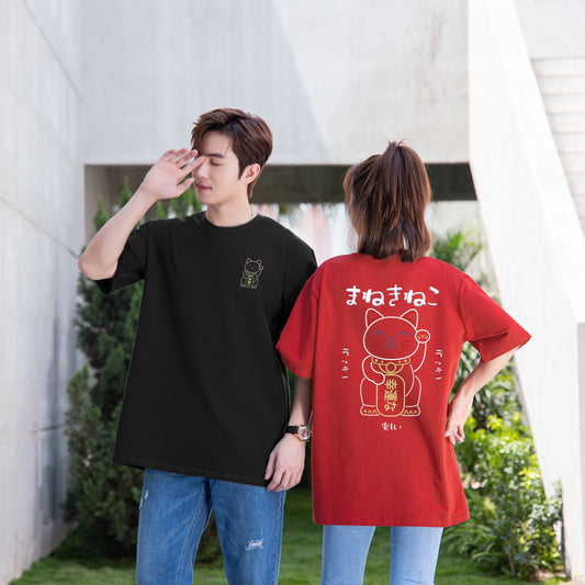 Maneki-neko Cat Oversized Tee - 2046