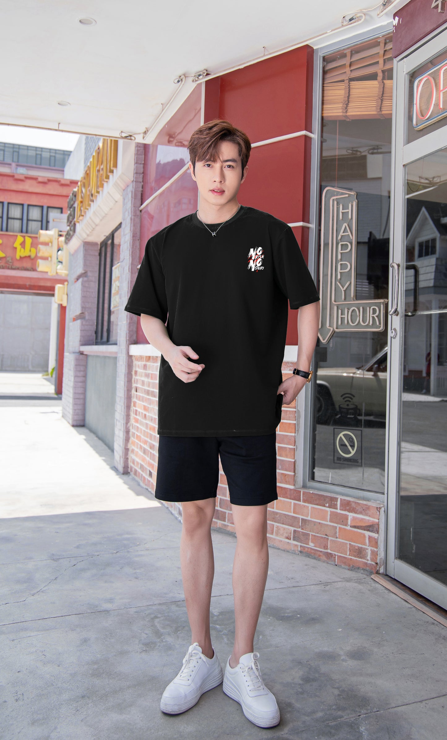 "NO RISK NO STORY" Oversized Tee - 3566