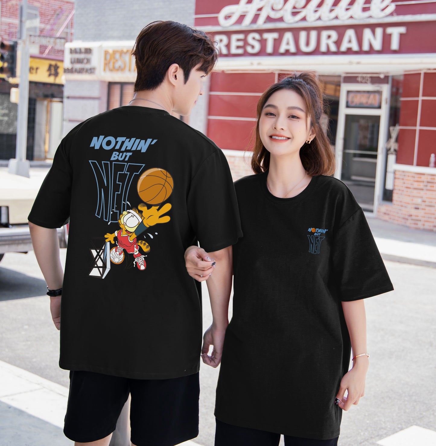 "NOTHIN BUT NET" GARFIELD Oversized Tee - 3641