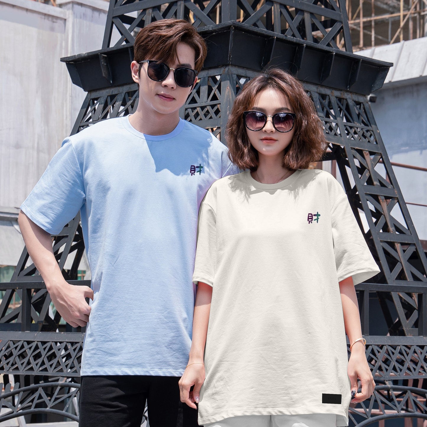 "福到" Reflective Print Oversized Tee - 2969