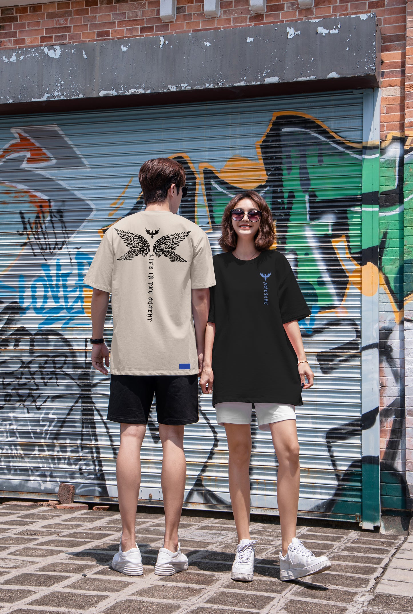 “AWESOME Wing" printing Oversized Tee - 2930