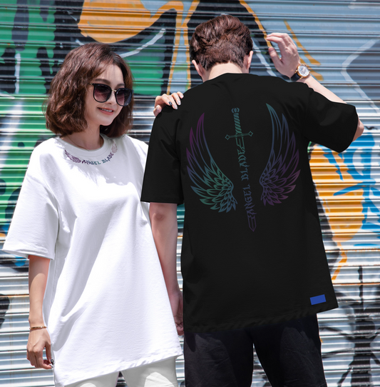 “Angel Blade” Colorful reflective printing Oversized Tee - 2929