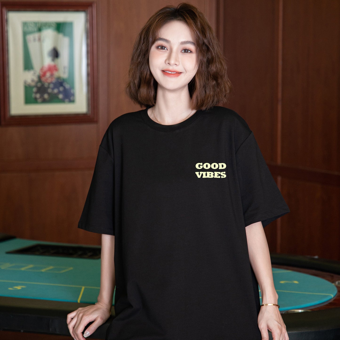 "Good vibes only" Oversized Tee - 2971