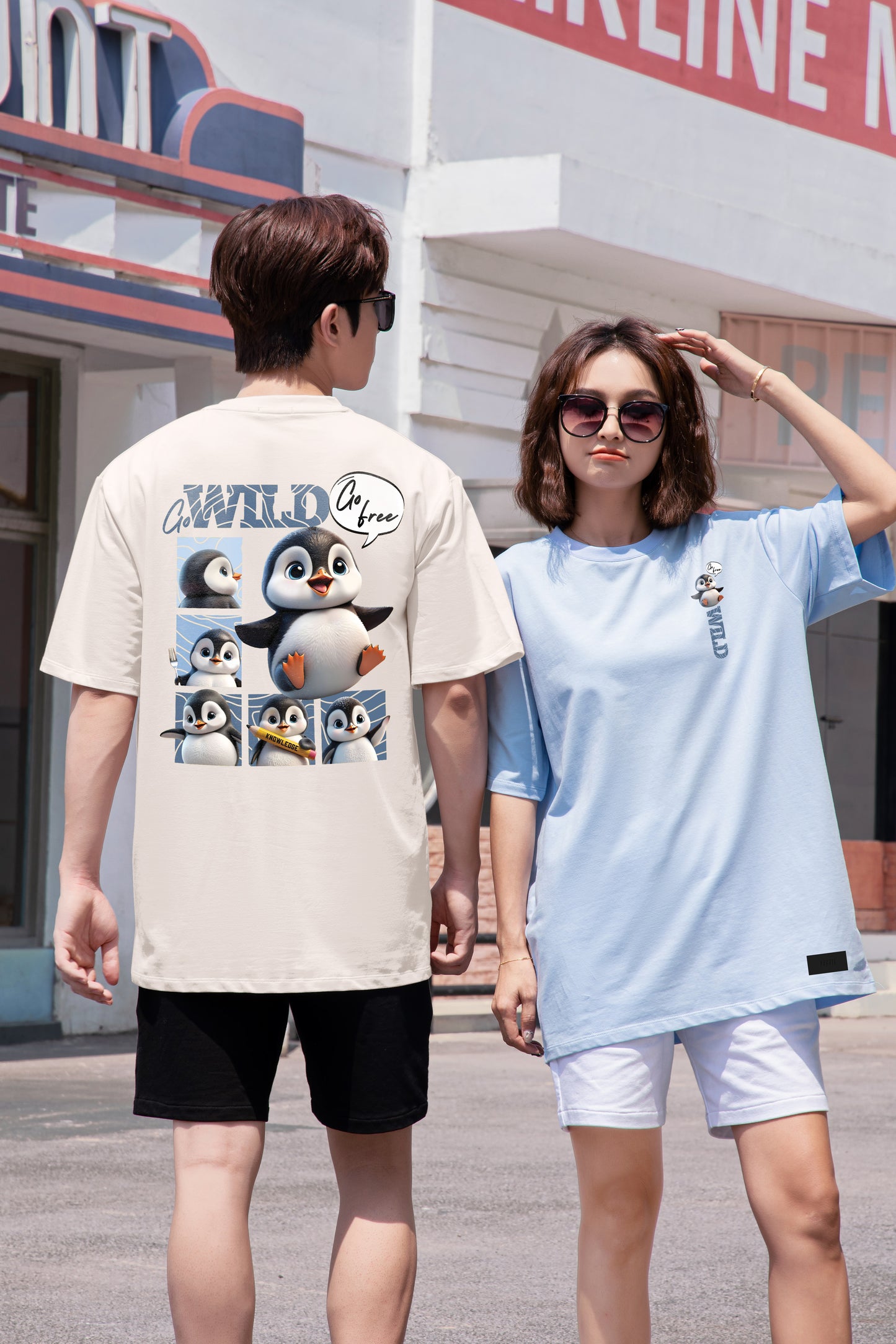 "Cute little penguin“ High Graded Odell Fabric Oversized Tee 2927