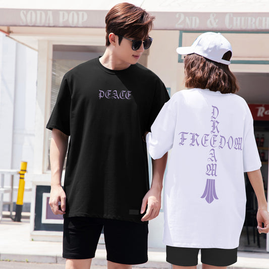 "Peace freedom" Drop-Shoulder Oversized Tee - 2771