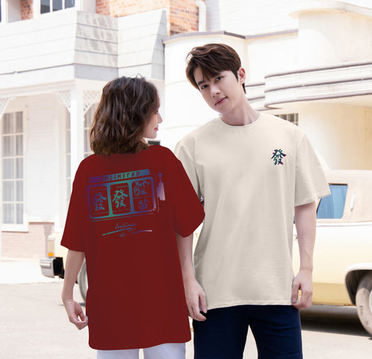 ”发 发 发" Oversized Tee - 3634