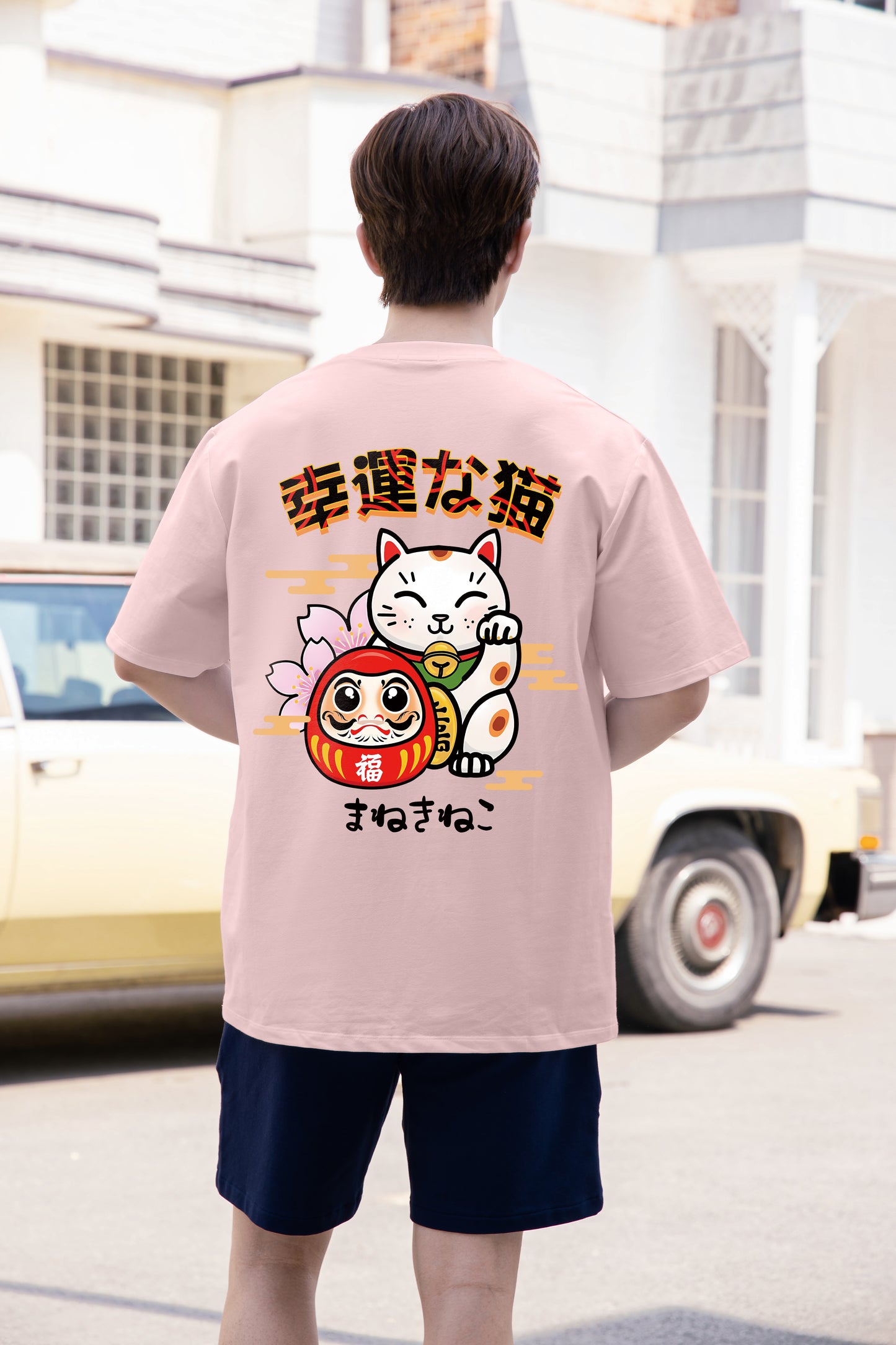 Daruma Fortune Cat Oversized Tee - 2047