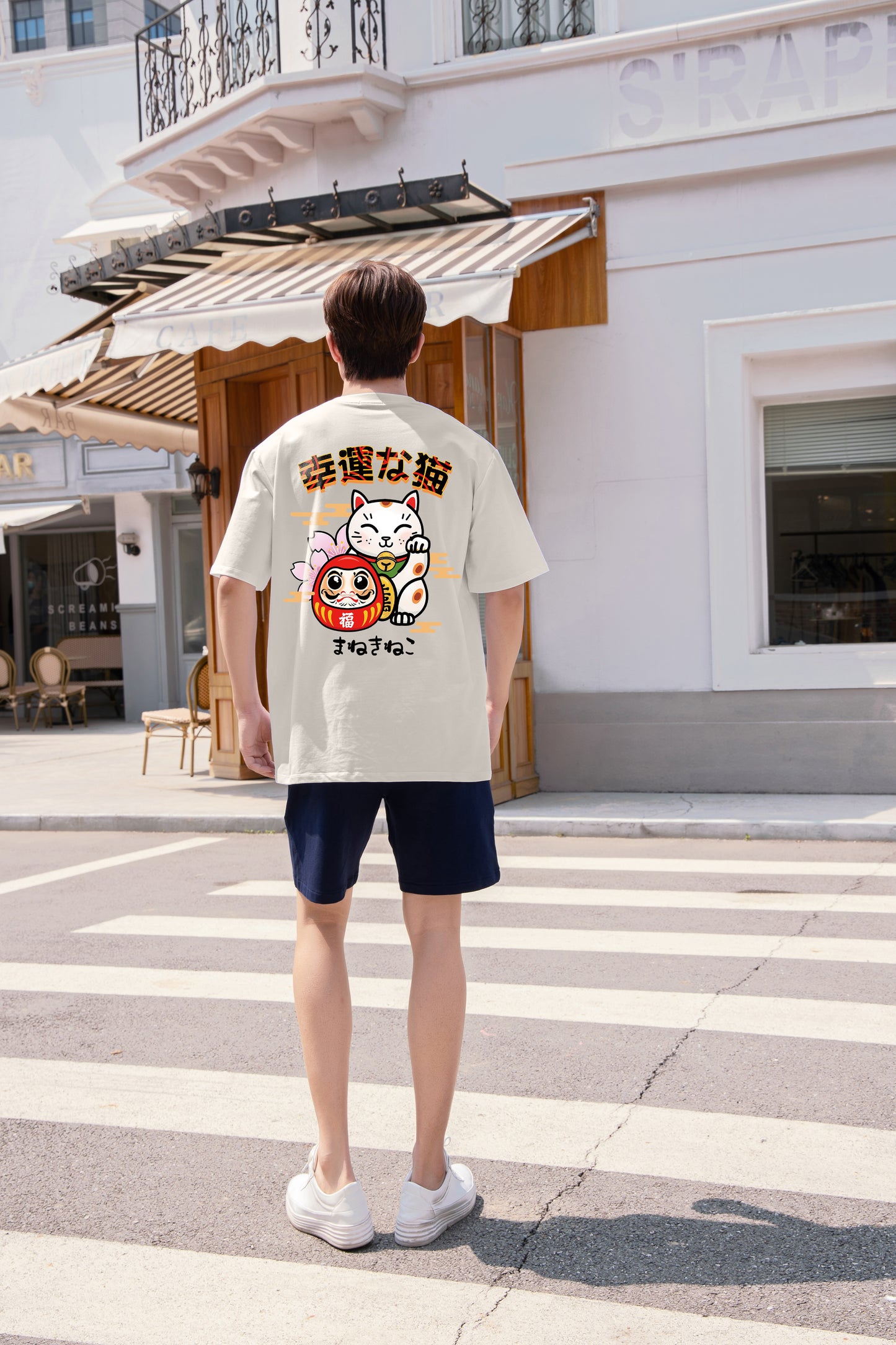 Daruma Fortune Cat Oversized Tee - 2047