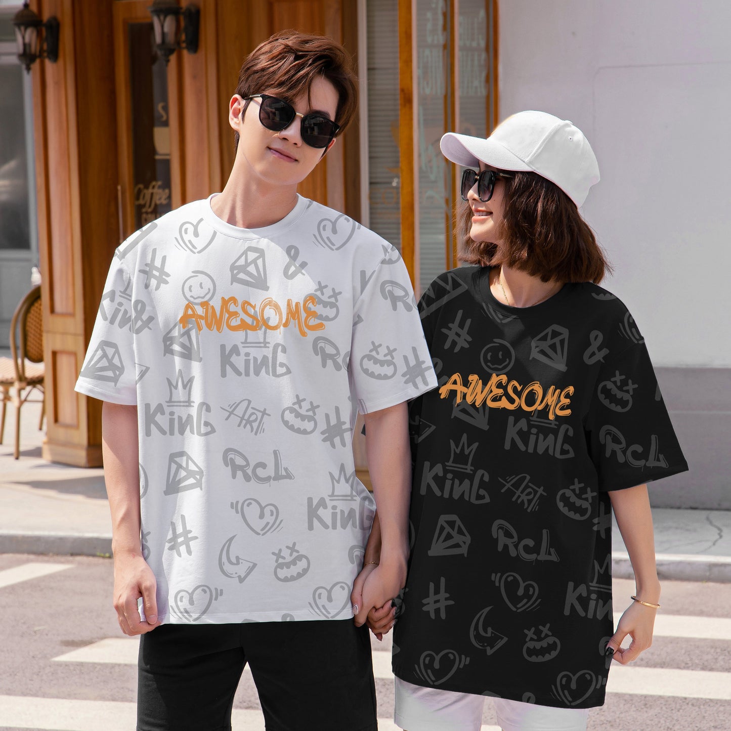 "AWESOME" Graffiti-Style Oversized Tee - 2989