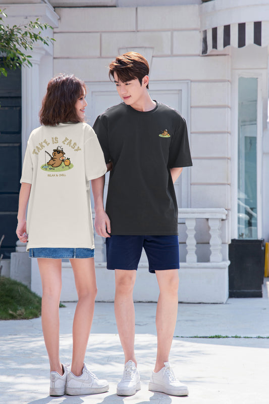 ”TAKE IS EASY CAPYBARA" Oversized Tee - 3676
