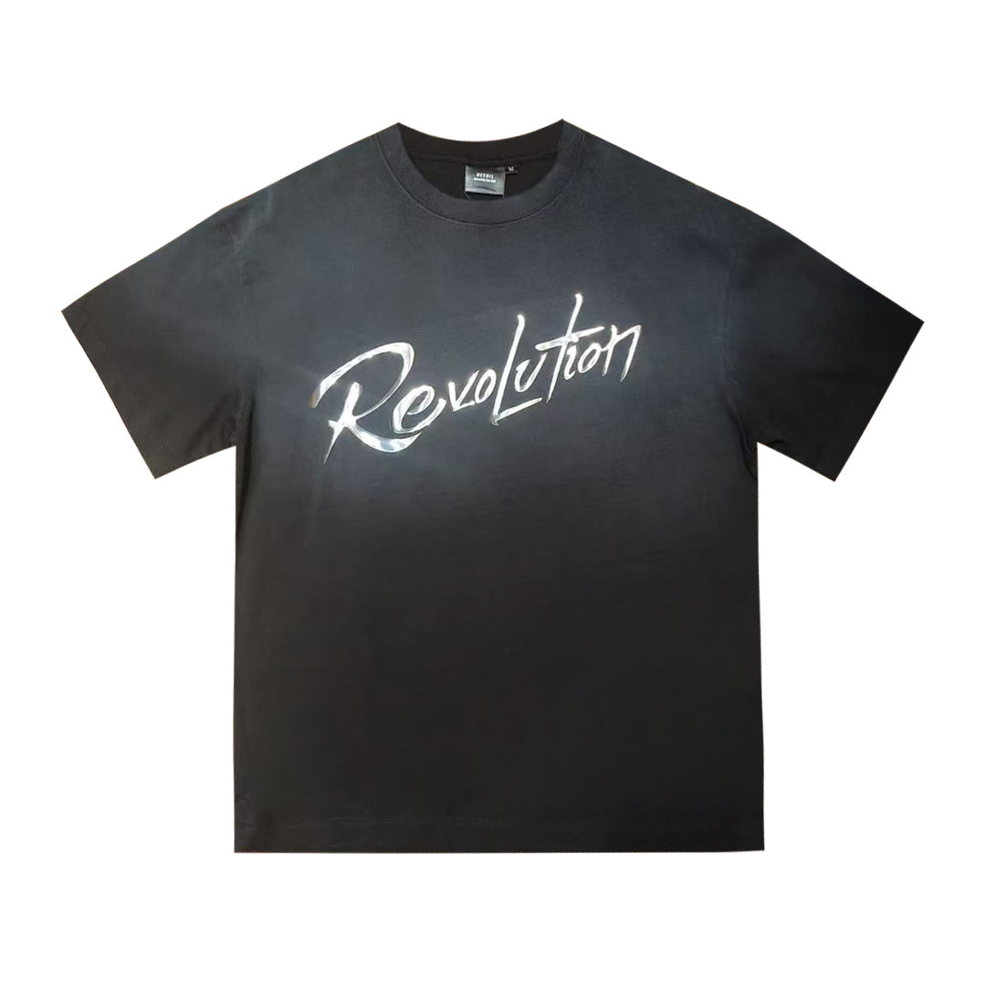 "Metallic Chrome Print" Revolution Oversized Tee - 3522 (Black)