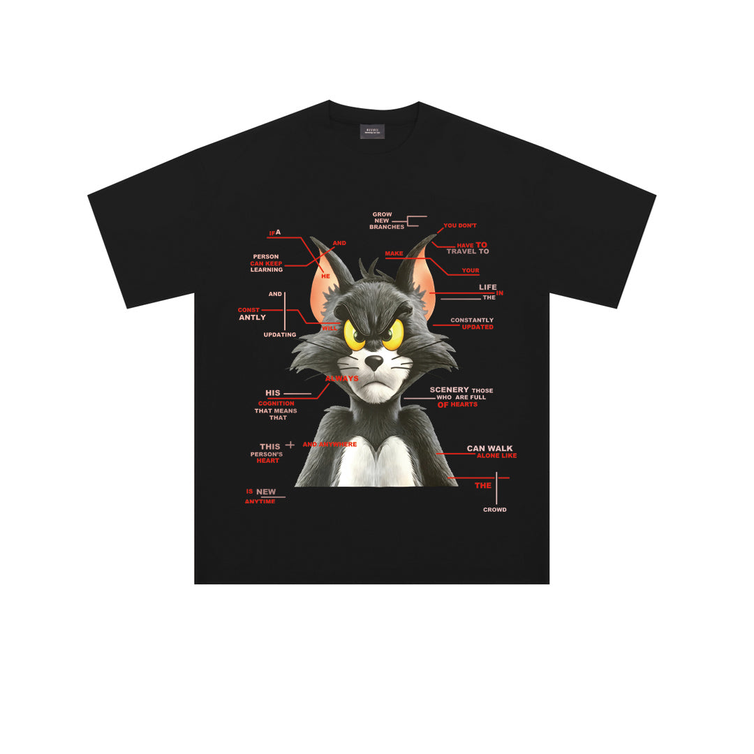 Attitude Cat Graphic Tee Oversized Tee - 3876