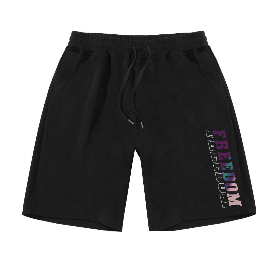 "Freedom" Reflective Print Jogger Shorts 8129